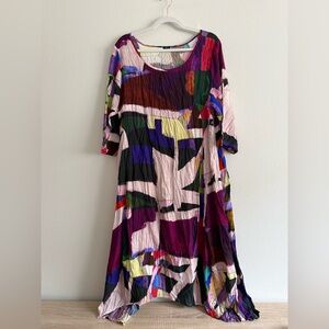 Shana Sz Medium Wearable Art to Wear Abstract Lightweight Tropical Dress Beach